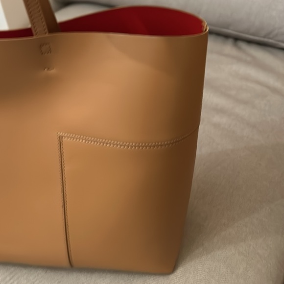 Authentic Tory Burch Block T Tote Tan Bag shoulder purse - Picture 6 of 11